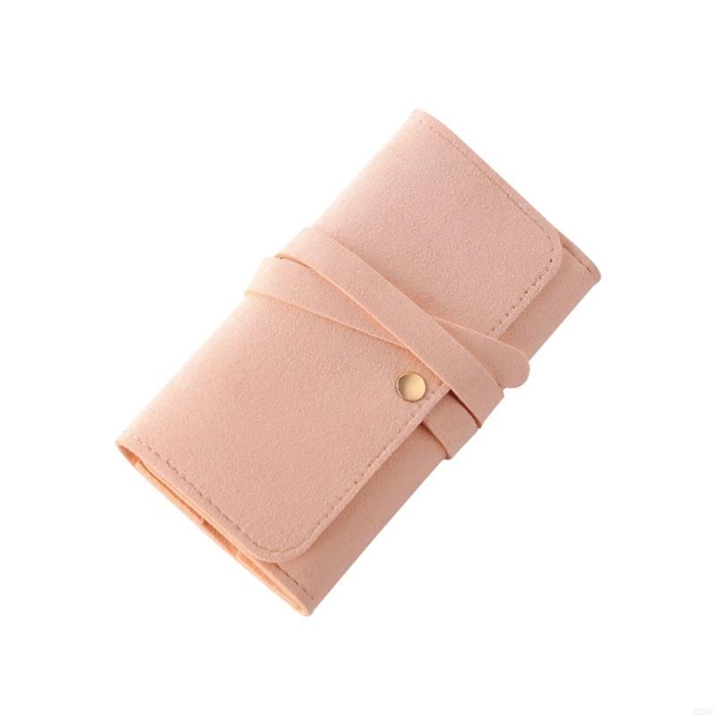 Space Saving Leather Jewelry Case Roll With Multiple Pockets For Earring Rings Necklace Storage Handheld Packaging Bag HX6C