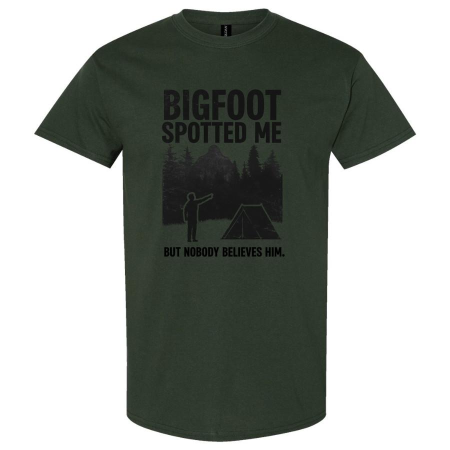 Bigfoot Spotted Me Camping Funny Sasquatch Forest Tent Graphic Retro T Shirt S