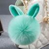 Niedlicher, flauschiger Kaninchenohr-Pelzknäuel-Schlüsselanhänger, Ringe, Anhänger, schöner Pompom, künstlicher Kaninchenfell-Schlüsselanhänger