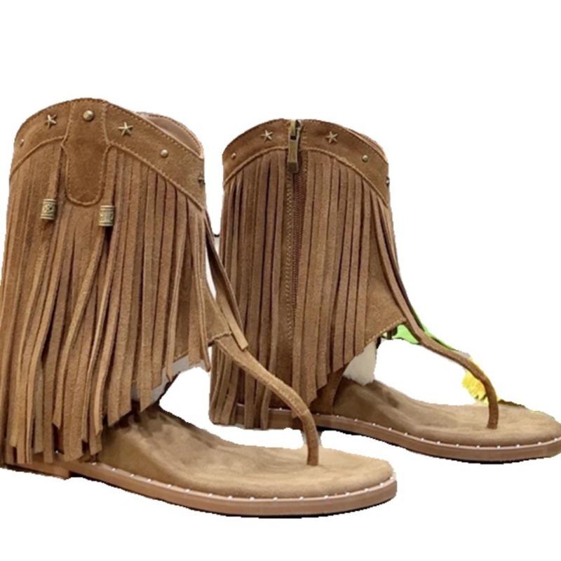Fringed Shoes Rivet Sandals New Herringbone Insole Height-increasing Cool Boots