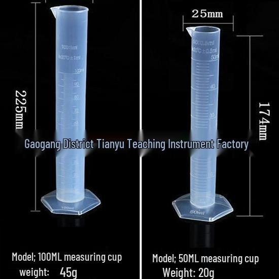 Plastic Graduated Measuring Cylinders: 10ml, 25ml, 50ml, 100ml, 250ml, 500ml, 1000ml