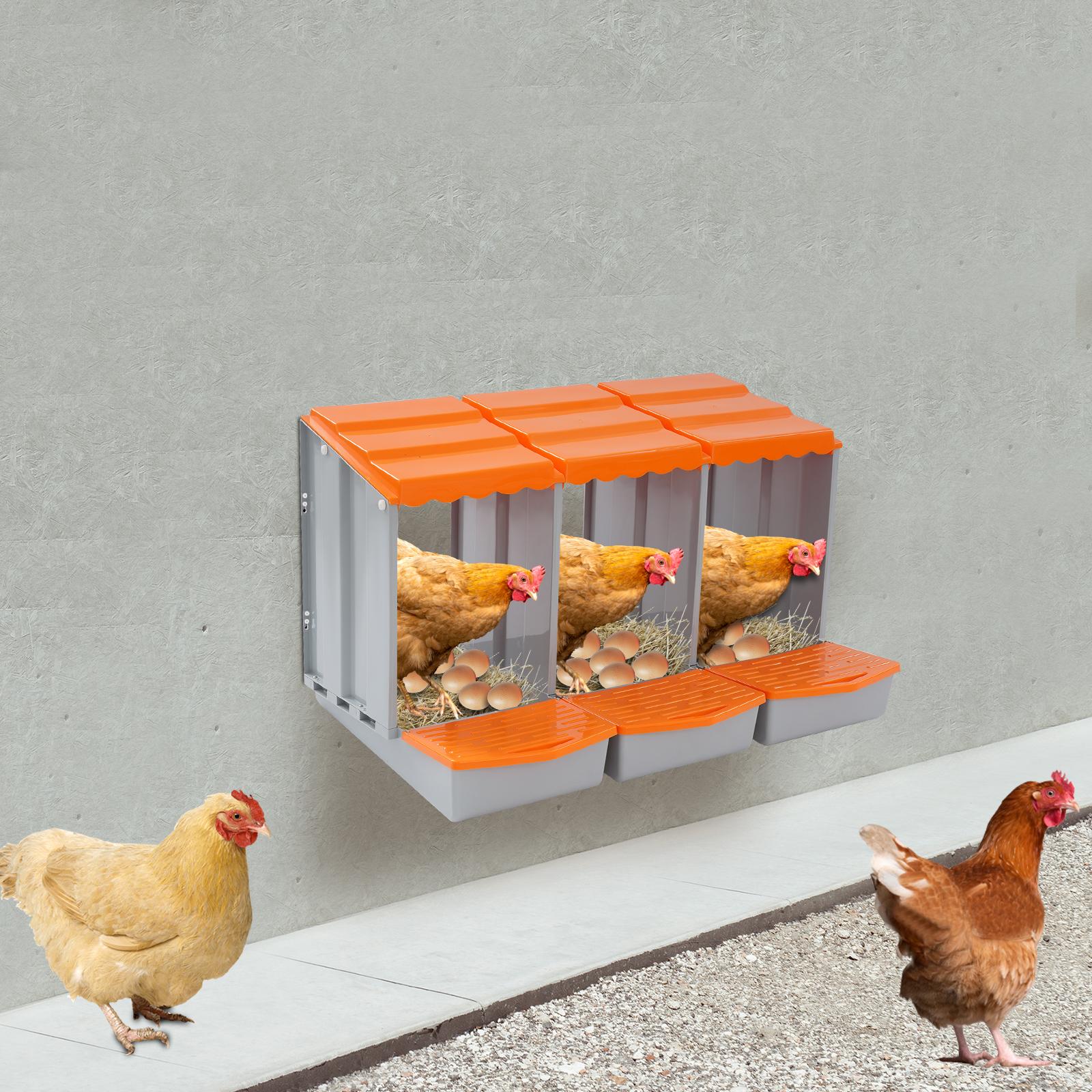 

3-секционный ящик для гнездования кур, гнездо для несушек для сбора яиц, прочный ПП ящик для гнездования курятника - 33,26x20,27x18,3 дюйма