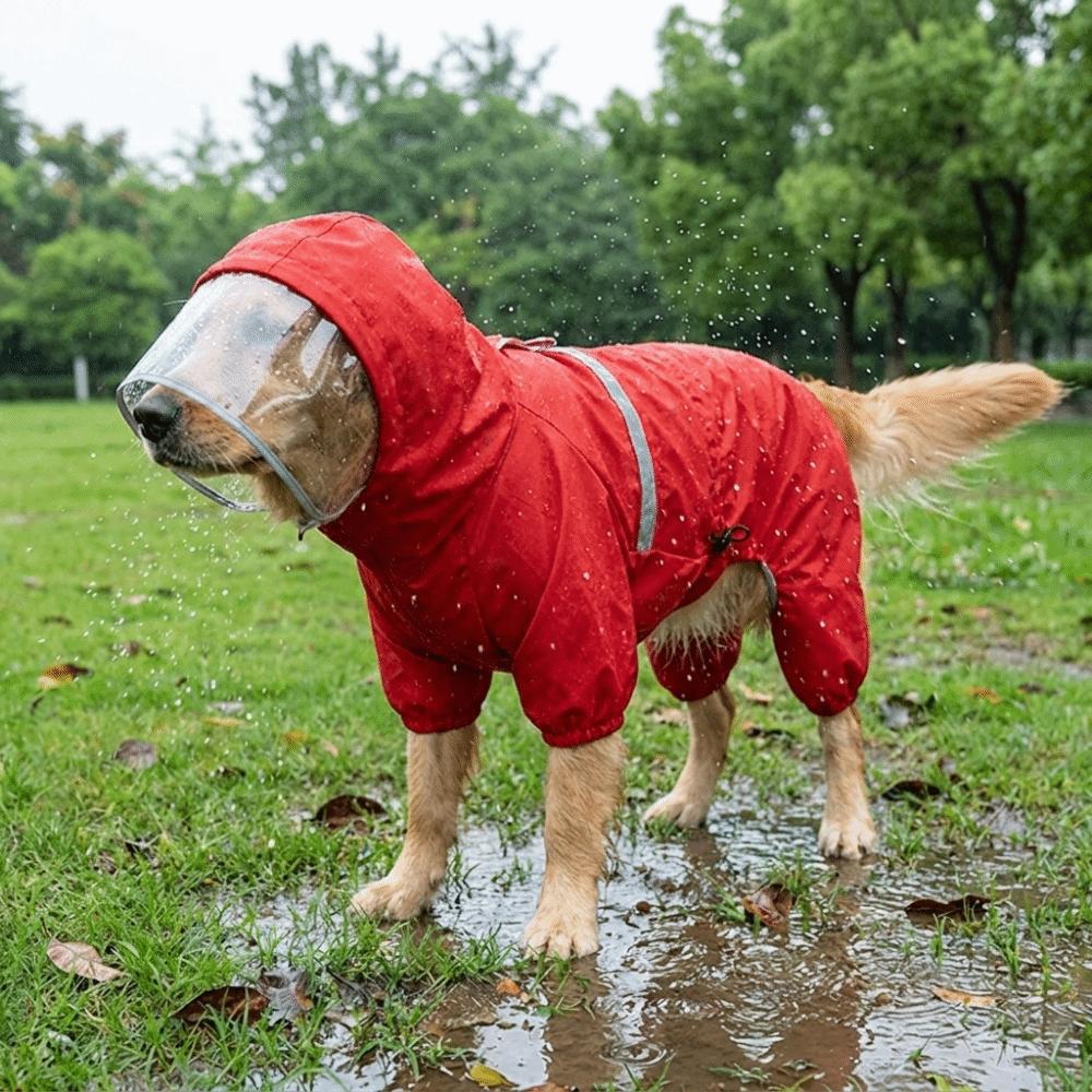 Windproof Dog Hooded Raincoat Adjustable Pet Waterproof Cloak Dog Jumpsuit Dog Rain Cloak  Travel