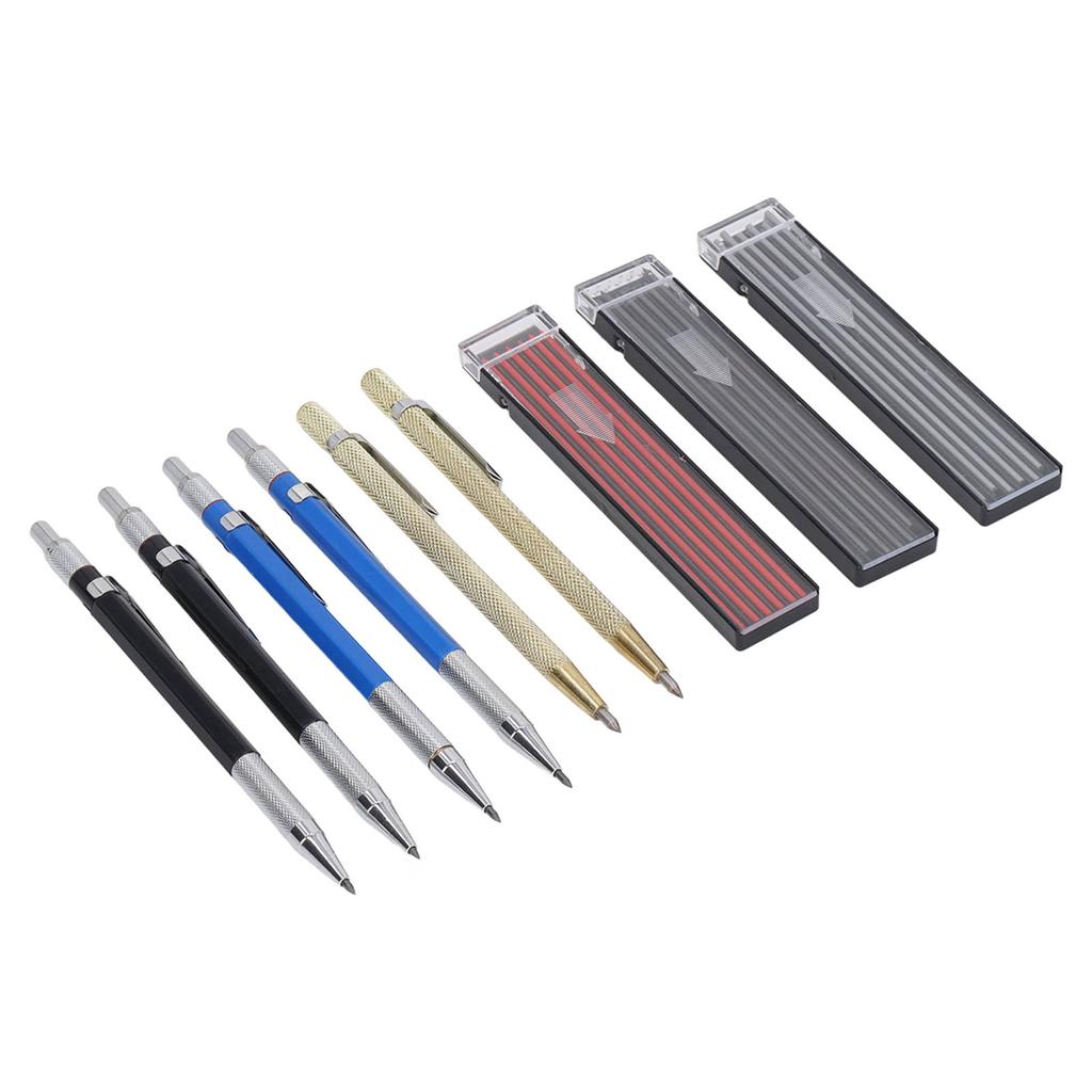 Carpenter Pencil Set 2 Scribers 36 Refills 4 All Metal Pencil Set for Woodworking 2mm