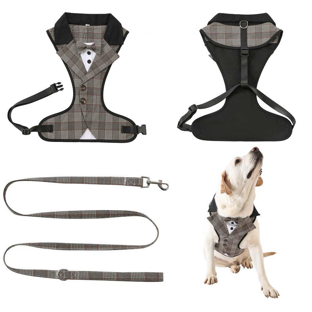 Tanpopo No Pull Dog Harness with Multifunction Dog Leash Soft Adjustable No Choke Escape Proof Pet Vest Christmas Plaid Pattern