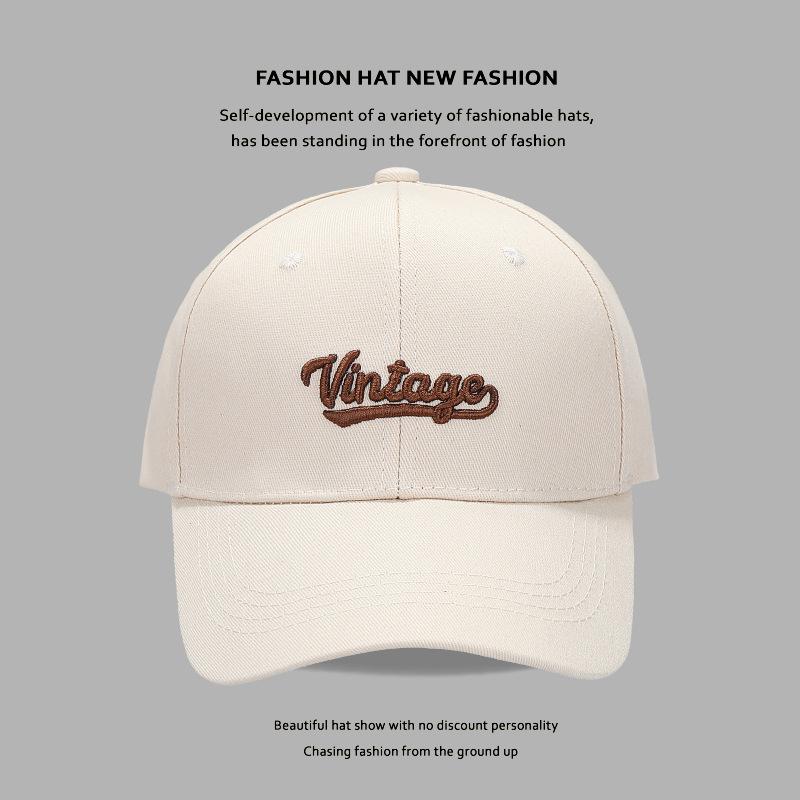 Hat Women's Spring and Summer Sunscreen Embroidery Baseball Cap Autumn Versatile Big Head Circumference Show Face Small Shade Peaked Cap Men