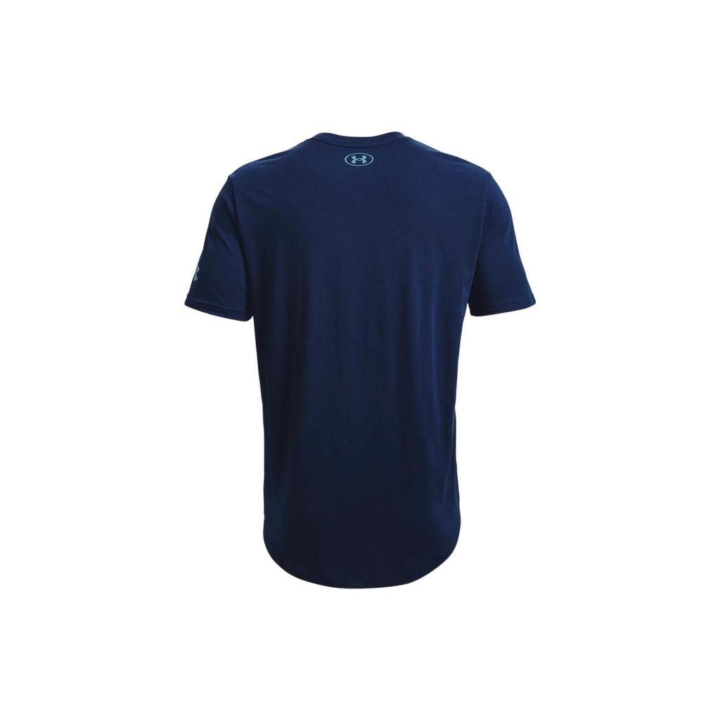 Under Armour Project Rock The Grind Letter Print American Vintage Crew Neck T-Shirt Men Tops College-Blue 1370479-408