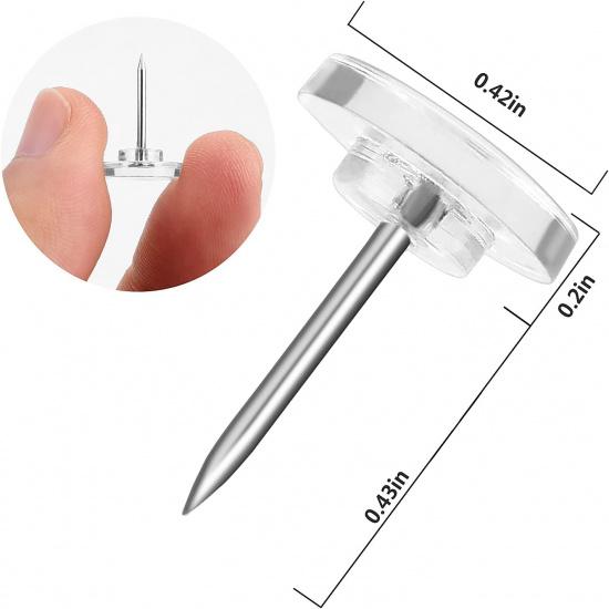 Push P 500-count Flat Clear Thumb Tacks Steel Point and Plastic Head for Corkboard and Wooden Photo Wall (Clear-500)