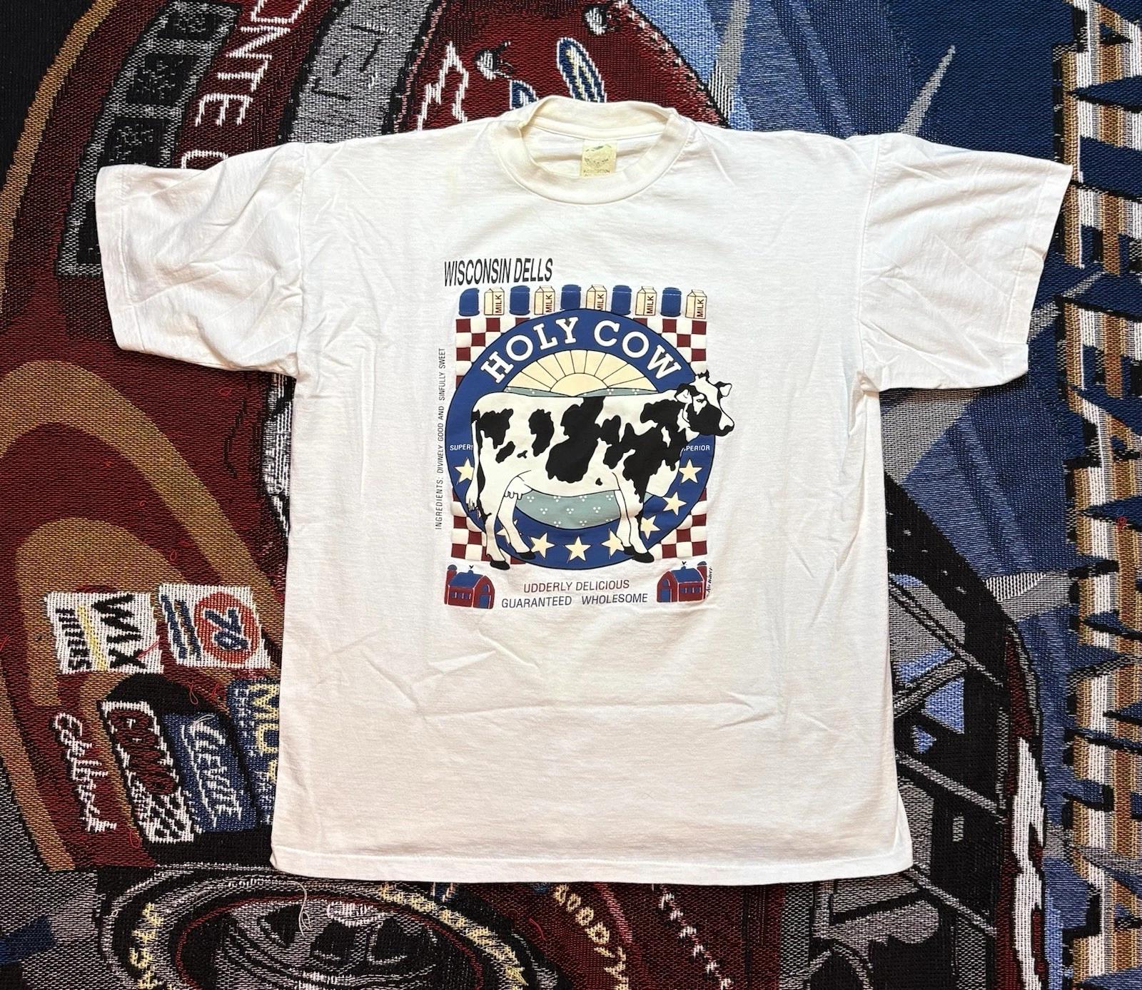 Vintage Holy Cow Dairy Shirt Wisconsin Dells Single Stitch Medium 90s S