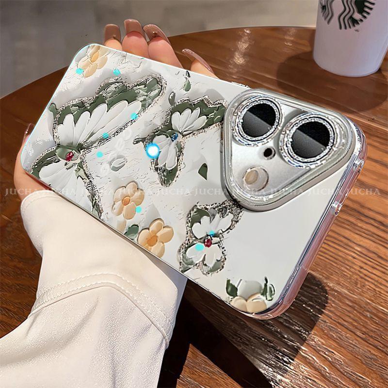 Full Coverage Shockproof Phone Case IPhone 16 Pro With Oil Painting Butterfly Design Premium TPU Bumper iPhone 16