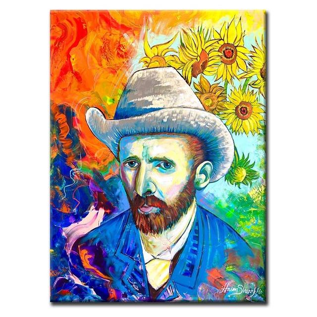 Van Gogh with Sunflower Oil Paintings Print On Canvas Abstract Colorful Artwork Wall Decorative Pictures Modern Home Room Decor