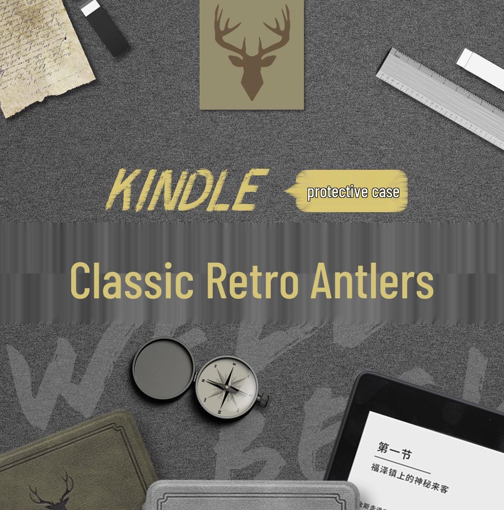 2024 Kindle Paperwhite6543 Protective Case with Deer Head and Ram Horn Pattern