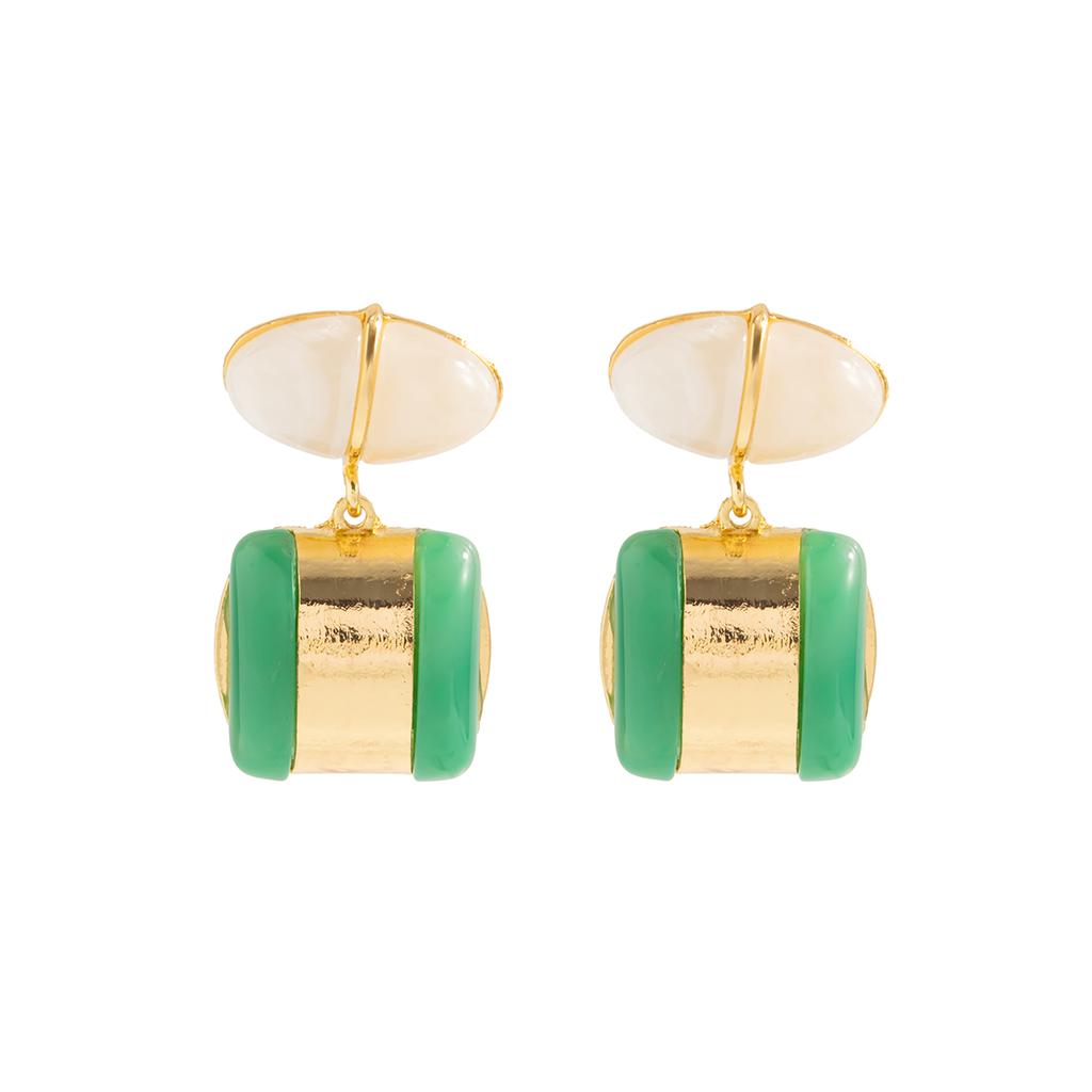 Salircon Creative Geometric Square Drop Earrings For Women Personality Vintage Resin Ear Accessories Wedding Charm Jewelry Gift
