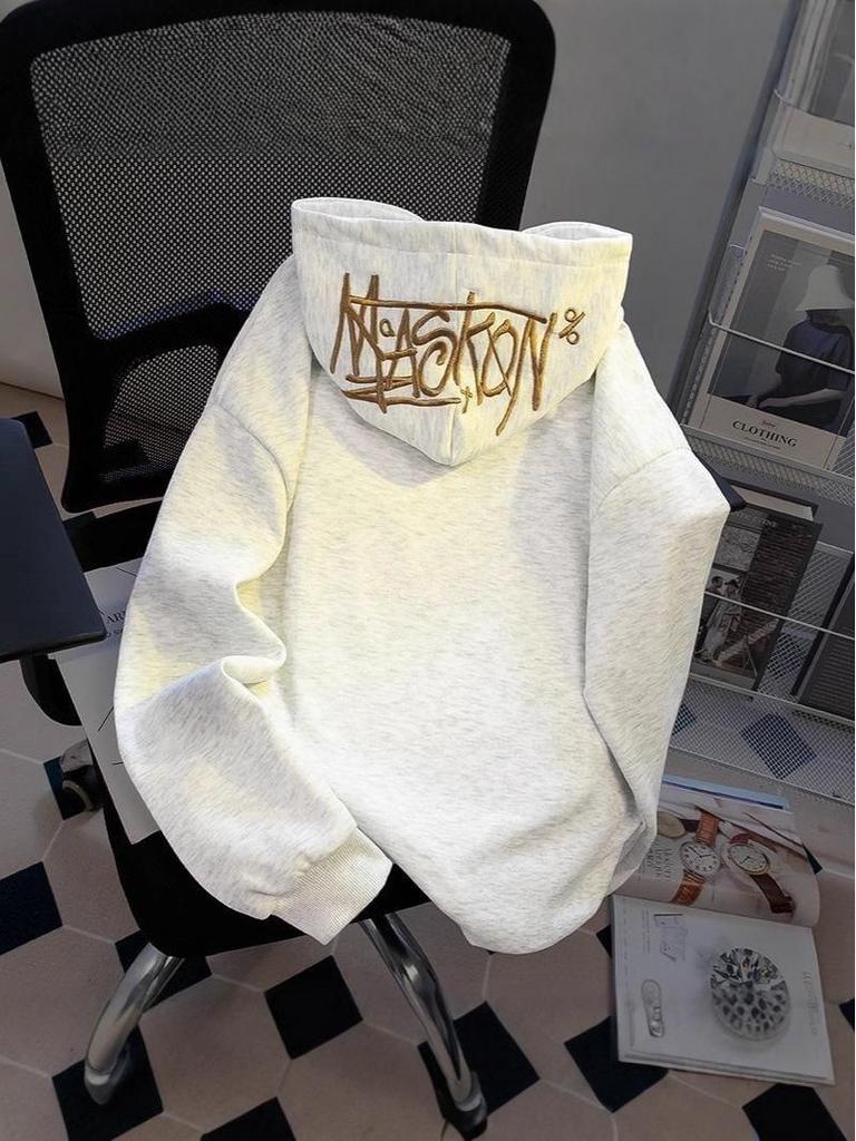 Unisex Hooded Embroidered Sweatshirt - Trendy Spring/Autumn Casual Outerwear