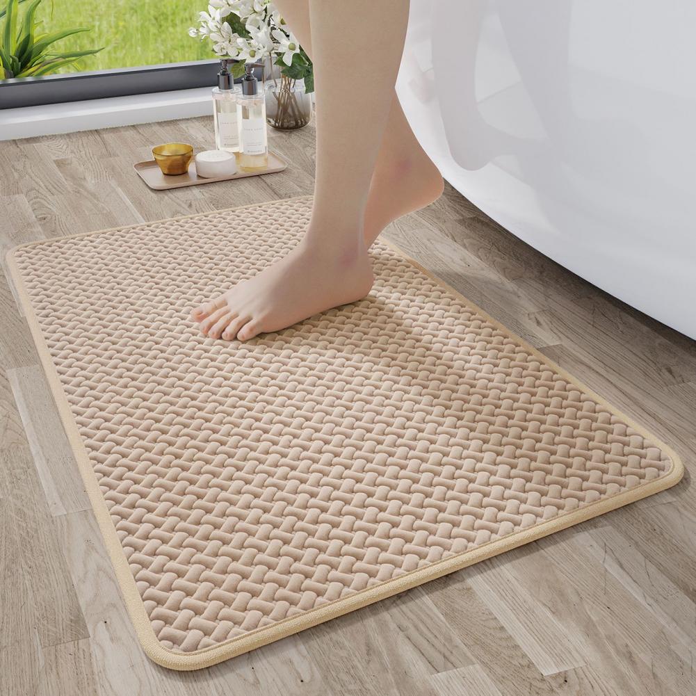 Non-Slip Bathroom Mat Quick Dry Absorbent Bath Mat with Rubber Backing Thin Bathroom Rug for Under Door Floor Bathtub Shower Use