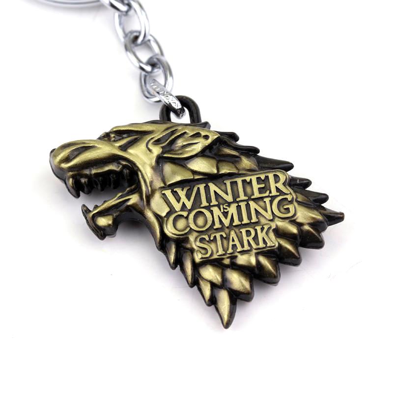 Serie TV Lupo Stark Trono portachiavi Inverno Sta Arrivando Collana con Ciondolo Vintage Logo 3D Famiglia Stark Gioielli Souvenir Regalo