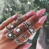 Retro Floral Carved Multi-Piece Stacking Ring Set
