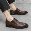 Pointed Toe Lace Up Mens Shoes Crocodile Pattern Embossed Mens Loafers Fashion Black Brown Oxford Shoes Mens Formal Office Shoes
