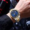 Stainless Steel Mens Watch Fashion Green Dial Multi Functional Gold Luxury Gift Box Set Quartz Watch