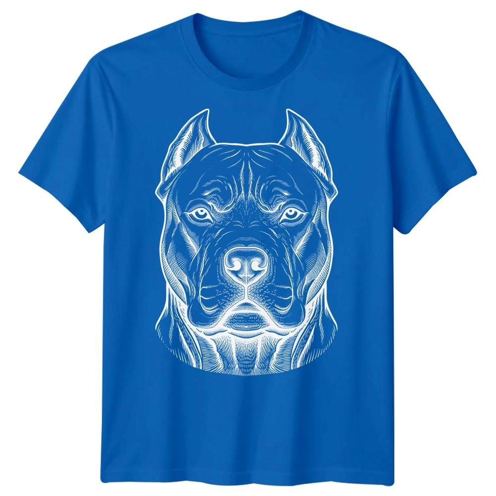 Pitbull Dog Animals Unisexs TShirt Engraving Style Graphic Tee