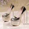 Fashion 2025 Summer New Super High Heels Shallow Mouth 16cm Thin Heel Gold Silver Waterproof Platform Fashion Single Shoes for Women