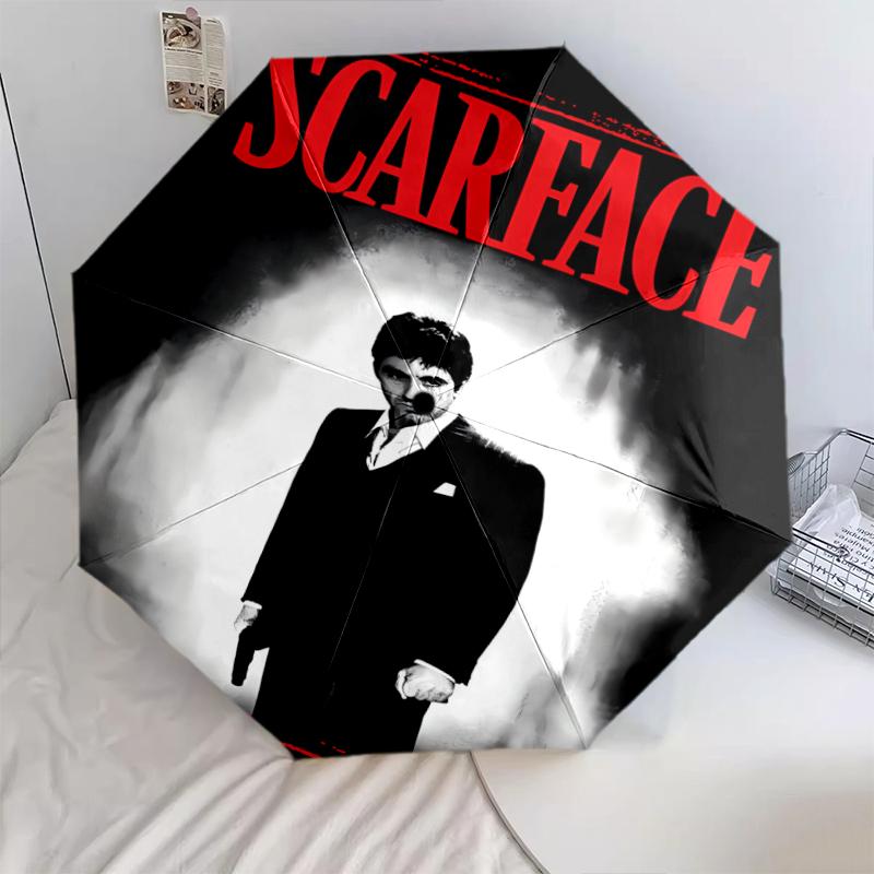 

1 PC Automatic Folding Umbrella - Scarface Pattern, Portable & Foldable Design with 8 Ribs, Christmas Birthday Gifts