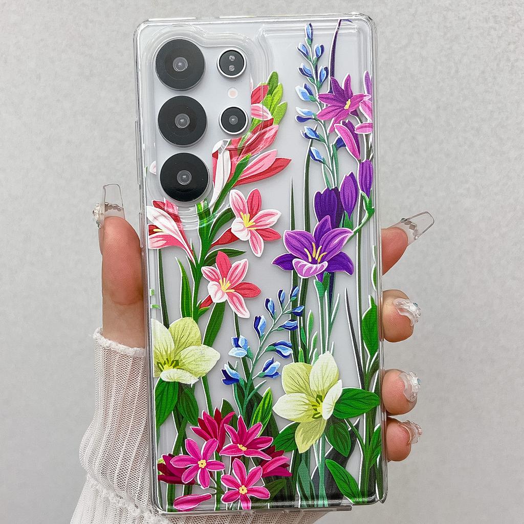 For Samsung Galaxy S25 Ultra Case Full Coverage Floral Pattern Printing Air Cushion Anti Drop TPU Phone Cover