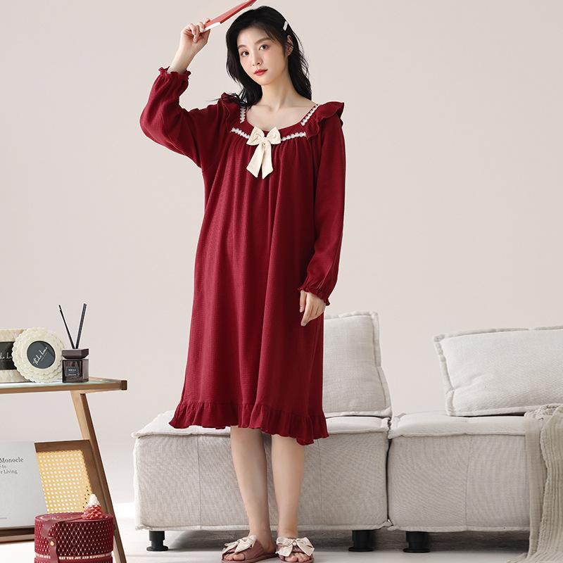 Couple Red Pajamas Spring and Autumn Cotton Pajamas Natal Year Wedding Newlywed Loungewear One Man and One Woman Pajamas