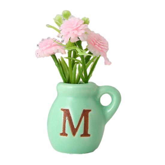 Mini Ceramic Vase Refrigerator Magnet with Fake Flower DIY MAMA MOM Letter 3D Miniature Flower Vase Fridge Magnet Decoration Mother's Day Gift