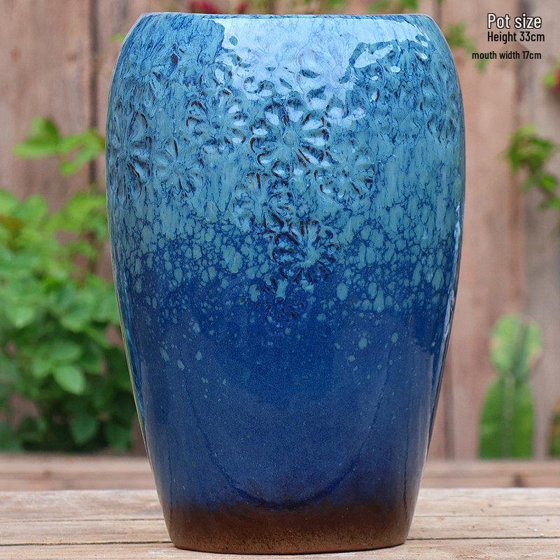 Handmade Large Ceramic Pot for Succulents & Orchids - Breathable, Coarse Pottery Bonsai Planter