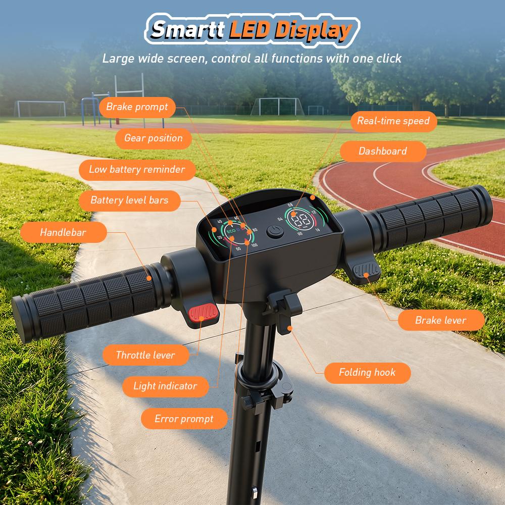 K6 Kids Electric Scooter 150W 2.6Ah 6.5'' Solid Tires Bluetooth Speaker LED Lights Foldable & Height Adjustable 16KM/H Max Speed 7-9KM Range for kids