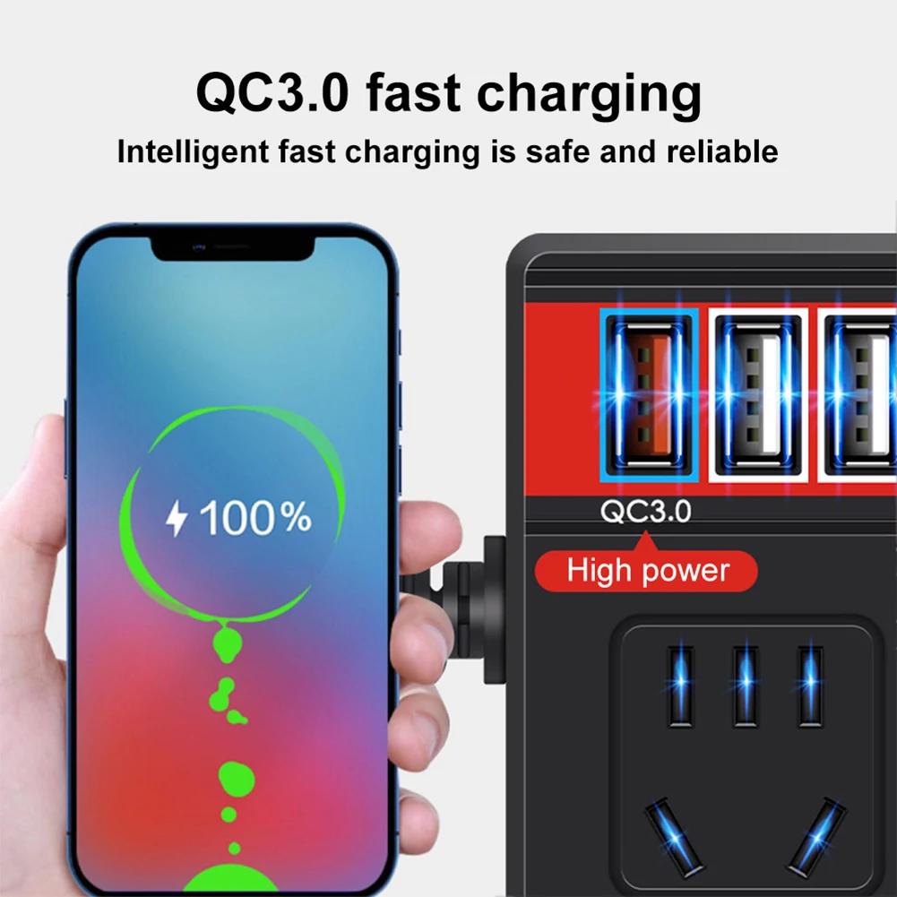 Car Power Inverter Converter DC 12V/24V To AC 220V Car Power Converter Charger 2000W 4 USB 3.0 Electronic Device Charging