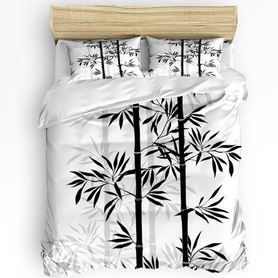 Dekoracja Domu Bambusowy Wzór Zestaw Pościeli Kołdra Poszwa na Kołdrę Poszewki Bambusowy Wzór W Tradycyjnym Chińskim Stylu Pokrowiec na Pościel Zestaw na Łóżko Podwójne