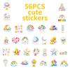 56 Cartoon Rainbow Stars Graffiti Stickers Colored Girl Heart Account Diary Decorative Material Stickers