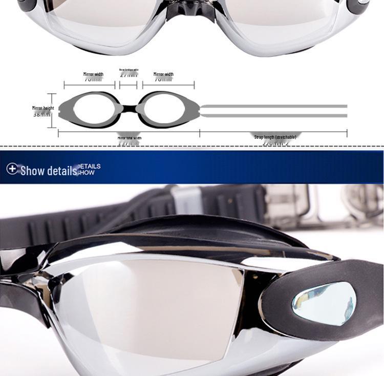 Unisex Anti-Fog Electroplated HD Swimming Goggles - Adjustable Waterproof Design