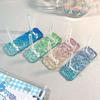 Support d'affichage pour badges acryliques à motif d'eau - Plateau carré transparent brillant pour rangement de cartes de bureau