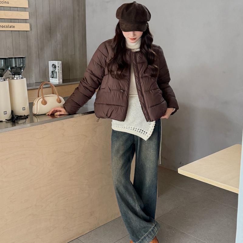 Padded Clothes Short Padded Clothes Women's Autumn and Winter Round Neck Loose Fashion Warm Padded Jacket