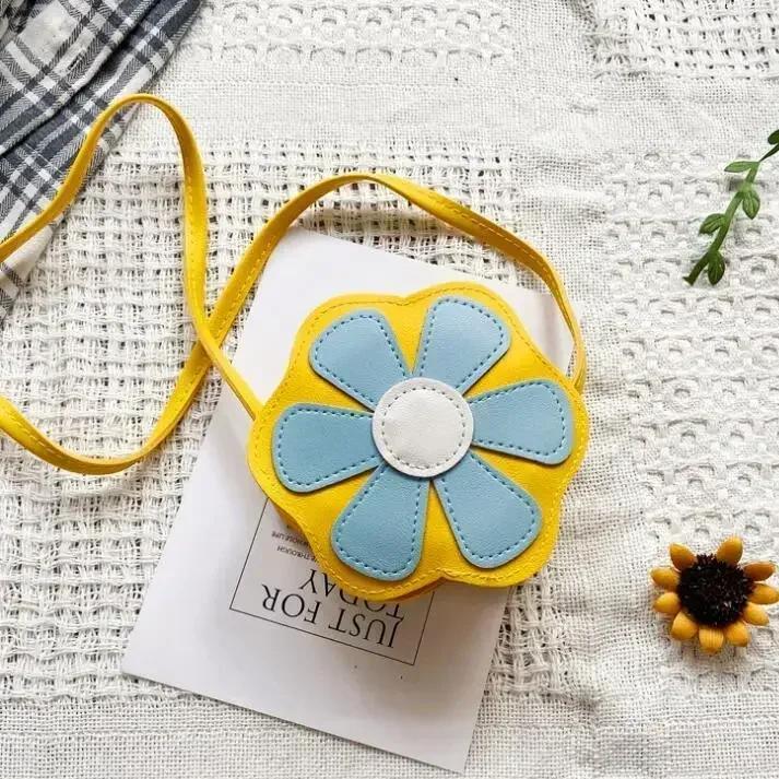 Girls Cute Flower Shoulder Bag Coin Purse Coin Pouch Wallet Kids Mini Crossbody Bag Handbags Casual Bags Children Messenger Bag