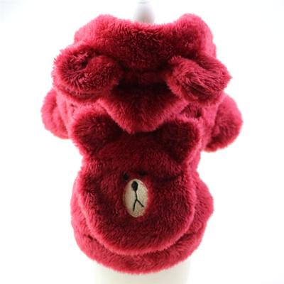 Pet Puppy Jacket Costume Pet Dog Faux Fur Warm Hooded Coat 6 Colors 2-leg Bear Design Winter Clothing