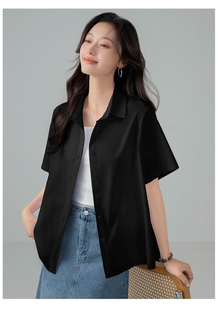 Summer Women's Short-Sleeve Loose Casual White Shirt - Korean OL Style