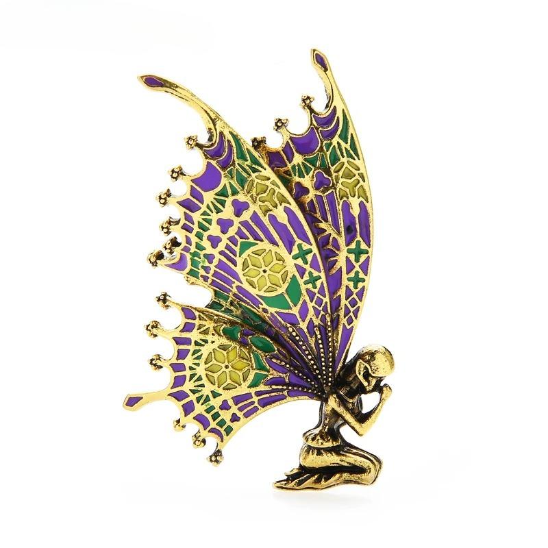 Vintage Schmetterlingsflügel Fee Abzeichen Emaille Damen Brosche Pins Engel Schmuck Geschenk