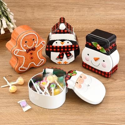 Cartoon Weihnachten Eisen Candy Boxen Lebkuchen Mann Weihnachten Dekorationen für Zu Hause Neue Jahr Weihnachten Kinder Geschenke Box Navidad Ornament