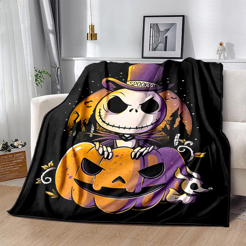 1Pc Halloween Pumpkin Jack Skellington Blanket Soft And Comfortable Casual Warm Camping Travel Christmas Halloween Gift M921440