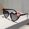 Heart Shaped Sunglasses Women New Cute Christmas Decorative Shades  Fashion Original Design Festival Rave Sun Glasses