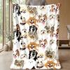 Group of Cartoon Dogs Theme Blanket Lightweight Warm Flannel Blanket Decorative Throw Blanket for Home Decoration