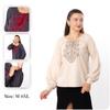 Women’s Embroidered Blouse – Linen & Viscose Fabric, Long Sleeves, Any Season, 8439-070-22 HC