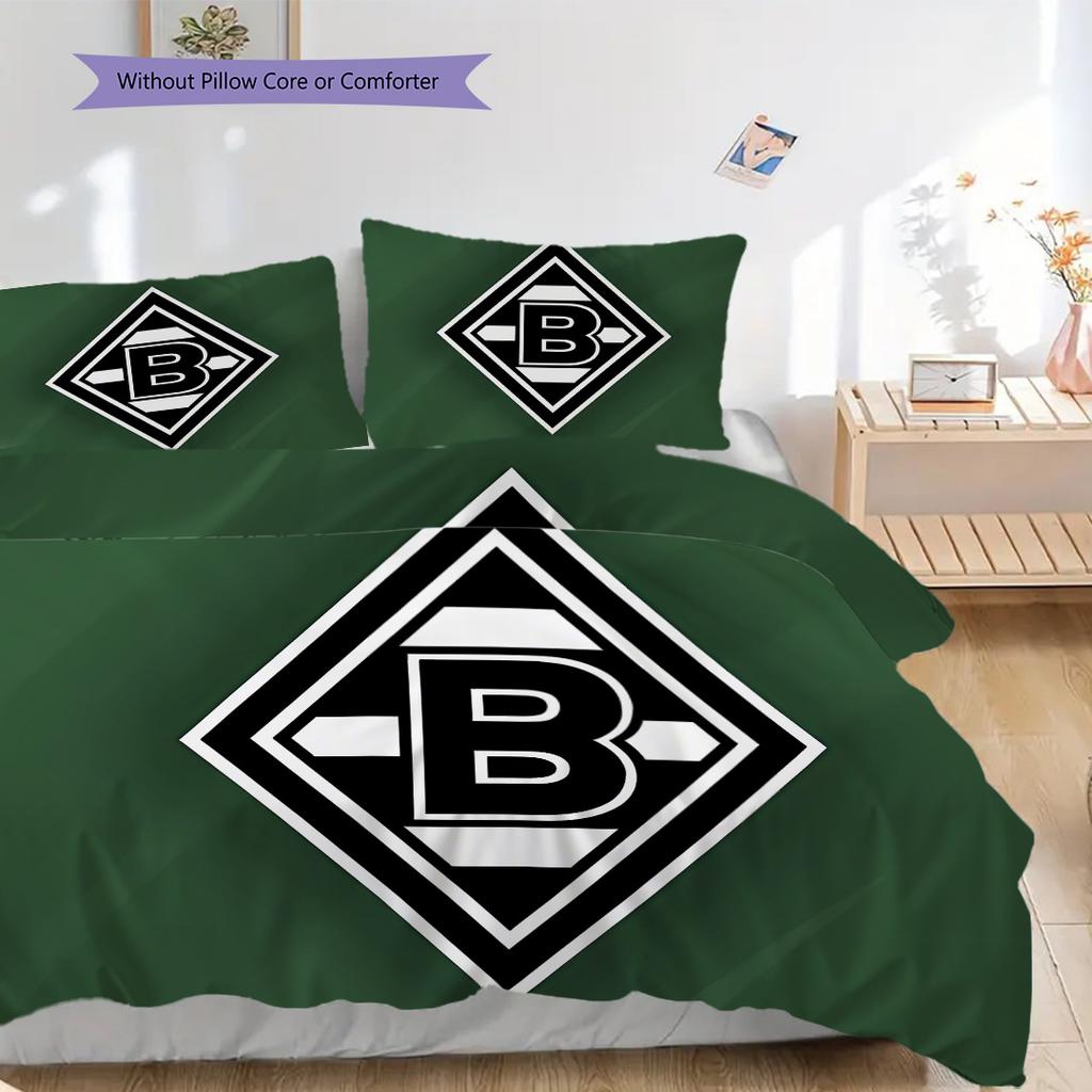 Borussia Muster Bettwäsche Steppdecke Set Bettbezug Kissenbezug Heimdekoration Geburtstagsgeschenk (1 Bettbezug + 2 Kissenbezüge, ohne Füllung)