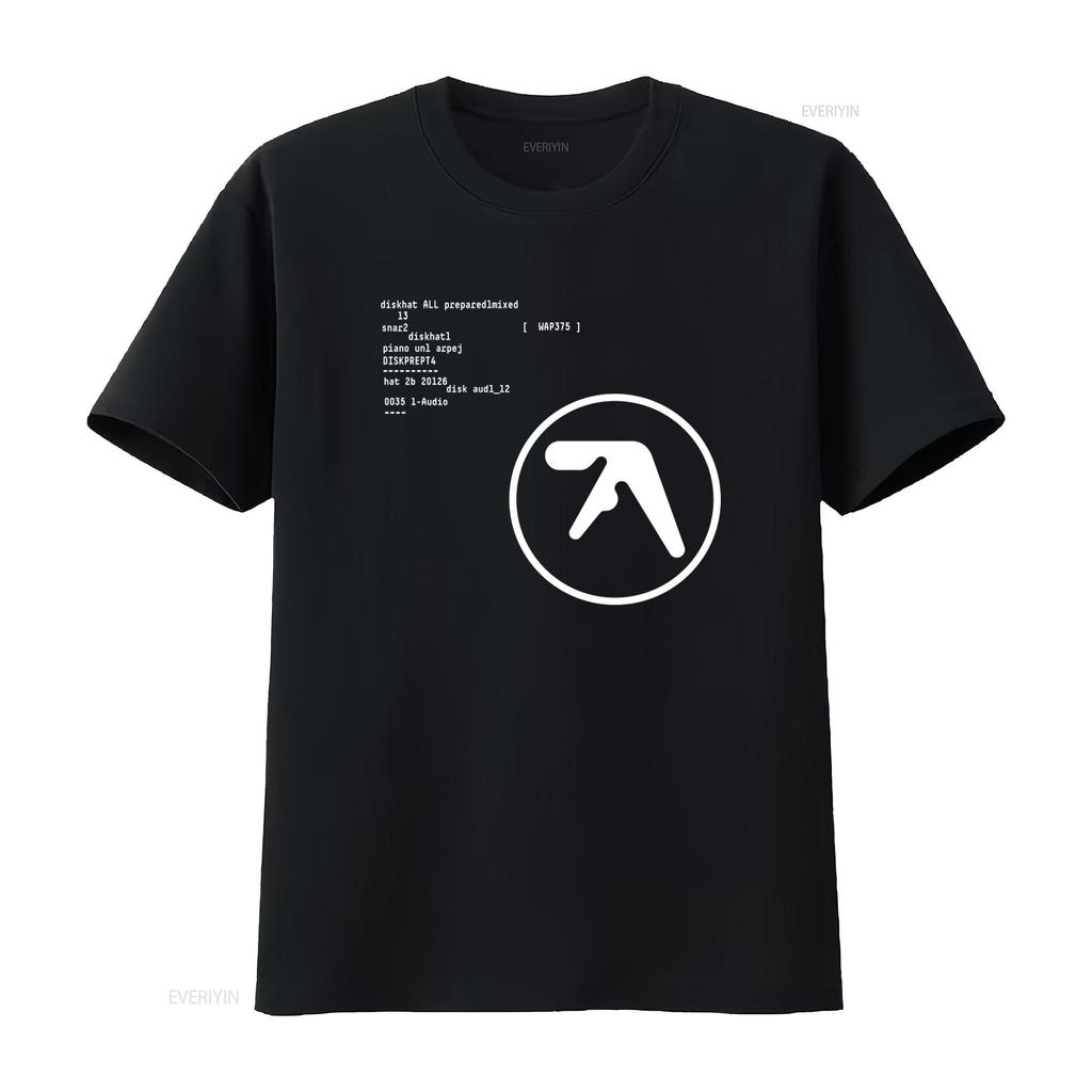 Aphex Twin T Shirt R2NY Design Black White Print Vintage Washed Top For Everyday Wear Stretched Comfortable Breathable