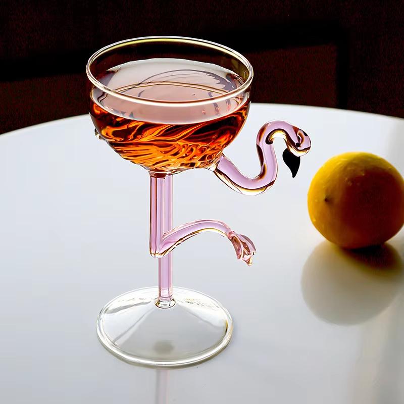 Flamingo Kelch Margarita Cocktailbecher 200ml Rosa Bleifrei Hitzebeständig Glas Spezielles Martini Barzubehör Kreatives Trinkgeschirr