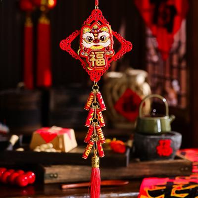 1pc 2025 Year of the Snake Spring Festival Lucky Character Pendant Chinese New Year Lion Firecracker Home Store Decoration Gift